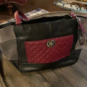 Tri tone COACH LEATHER/suede handbag